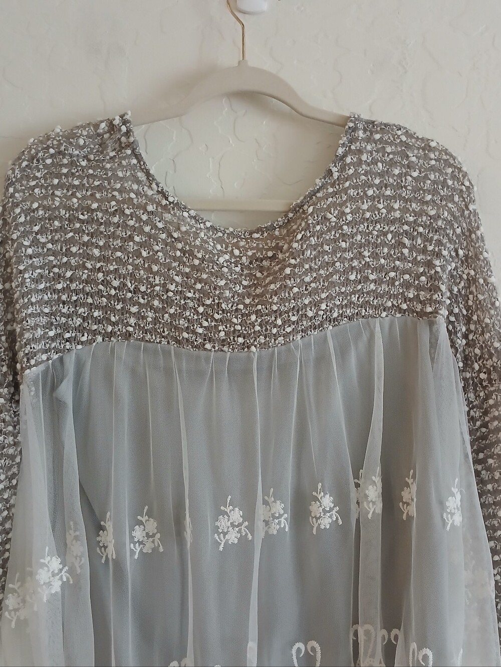 NEW RYU Layered Lace Mixed Media Batwing Tunic M Bohemian Oversized Ethereal - Picture 8 of 9